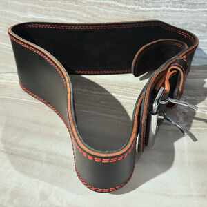 ProFitness 4" 48" Weight Lifting Belt (5mm Thick) Black Red Leather Weight Belt